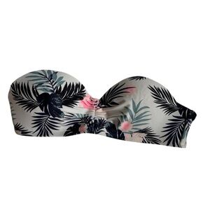 Breaking Waves Tropical Print Strapless Bikini Top Floral